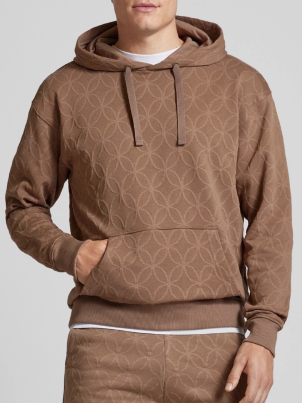 Scotch & Soda Jacquard (Cappuccino) Terry Hoodie Sweatshirt Size: XXL